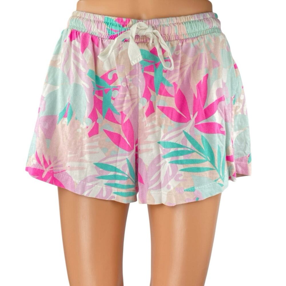 J.Crew Women Multicolor Floral Leaf Print Drawstring High Rise Lounge Shorts XS